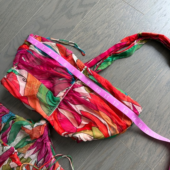 Ronny Kobo Natasha Floral Tropical Multicolor Cut Out Maxi Dress High Low - XS - Picture 9 of 10